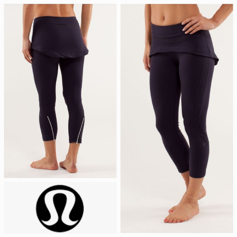 LULULEMON Steadfast Crop Legging Black Swan Size 6